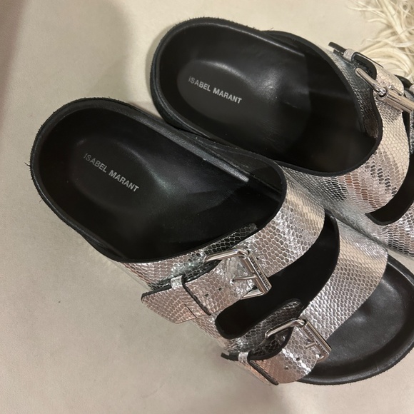 Isabel Marant Lenyo Silver snake effect slides - Size 7 US - Picture 6 of 14